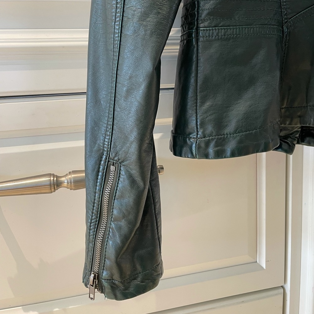 Green Leather Free People Jacket - Picture 4 of 5